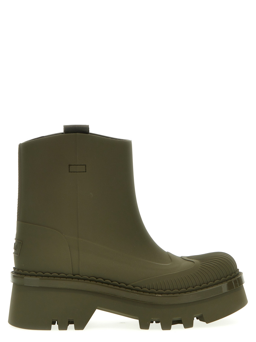 Chloé Rubber Solid Color Booties With Chunky Sole 6cm In Green