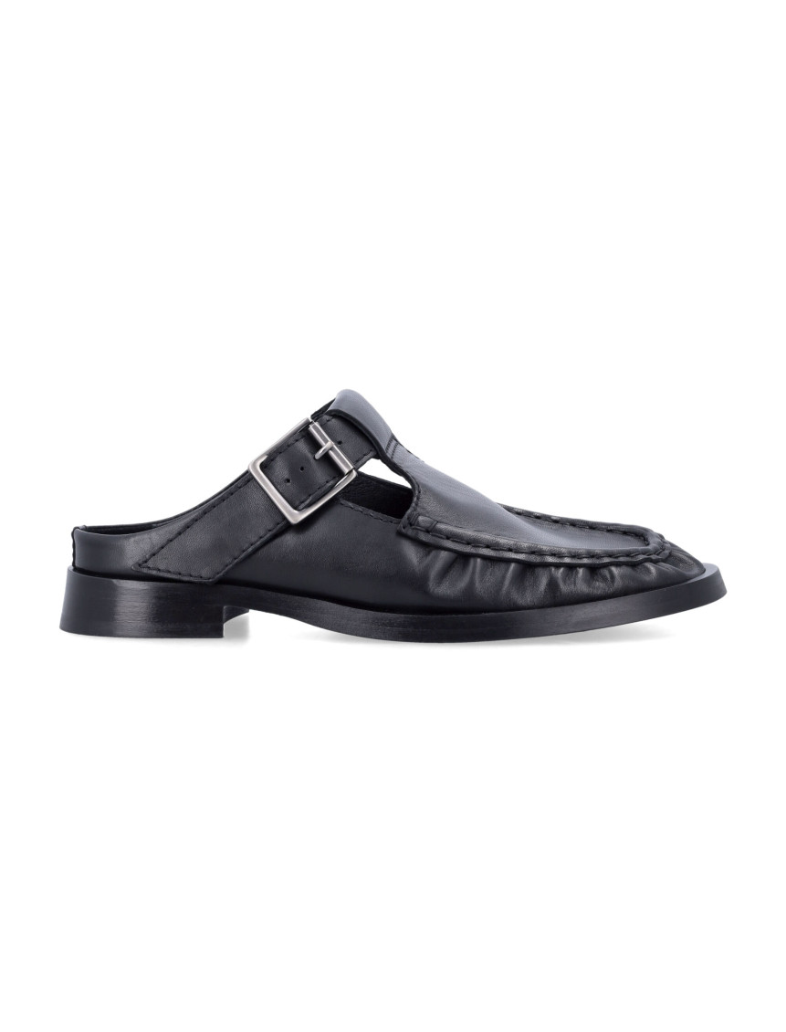 Miista Black Leather Mules