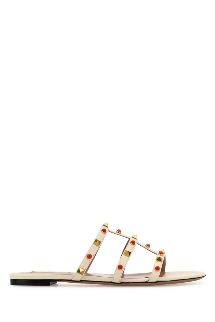 Valentino White Leather Studs Sandals