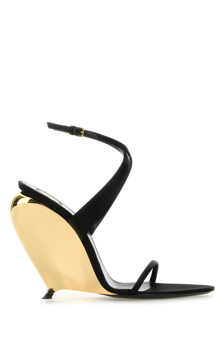 Saint Laurent Black Open Toe Wedges