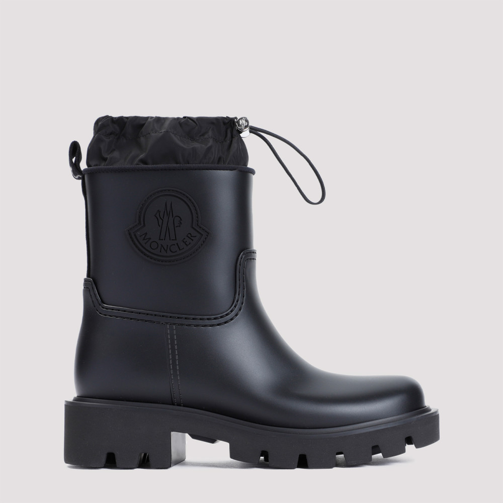 Moncler Kickstream Rubber Wellington Ankle Boots In Black