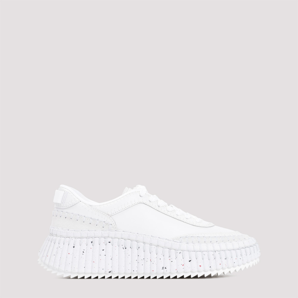 Chloé Nama Embroidered Suede And Recycled Mesh Sneakers In White