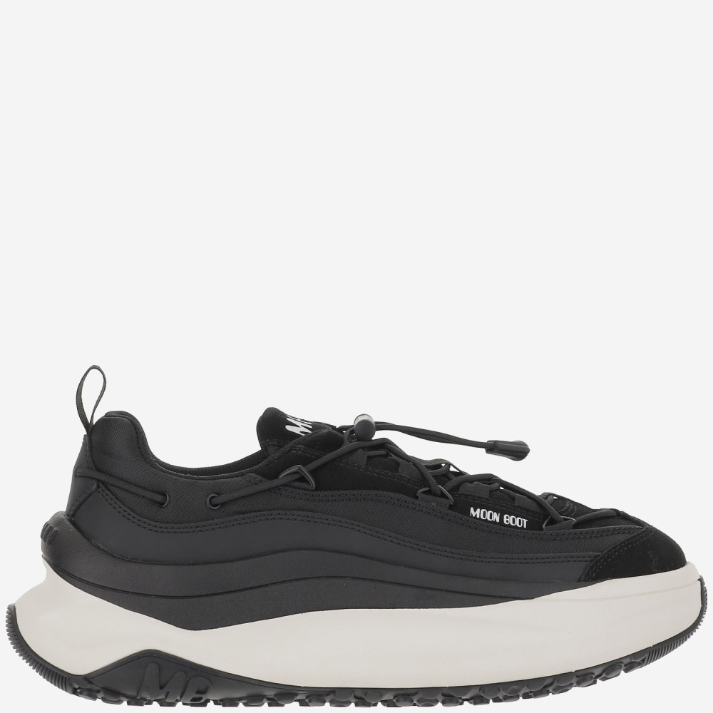 Moon Boot Blackwhite Round Toe Sneakers In Black