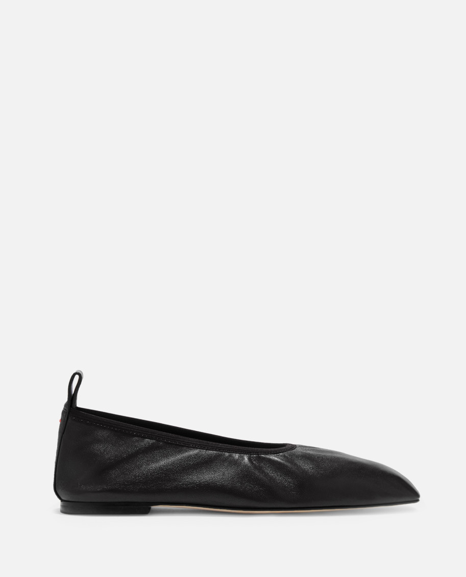 Aeyde Black Nomi Ruched Ballerina Flats In Black