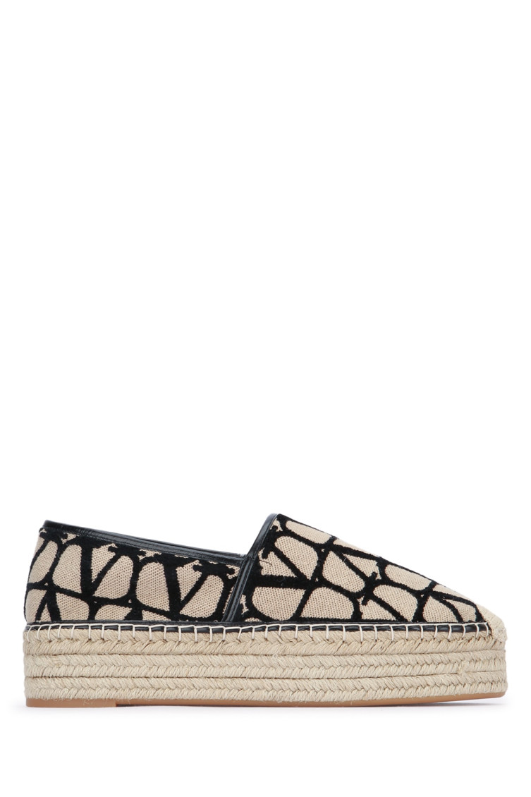 Valentino Platform Sole Geometric Pattern Espadrilles In Brown