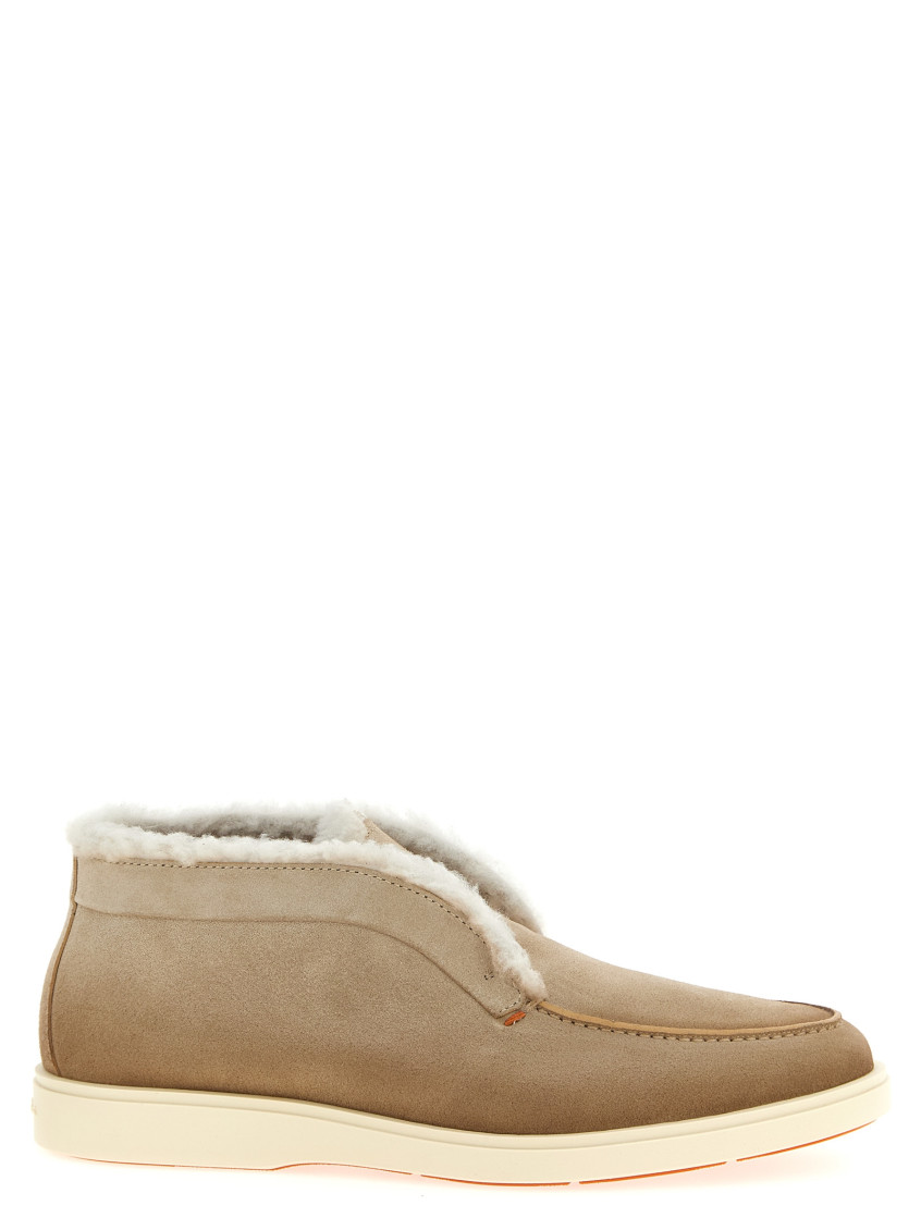 Santoni Suede Slip-on Boots In Brown