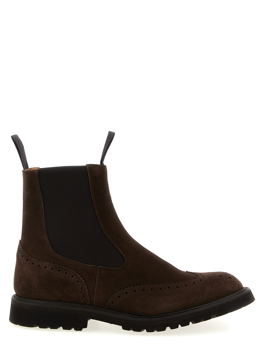 Tricker's Henry Elastic-strap Brogue Boots In Brown