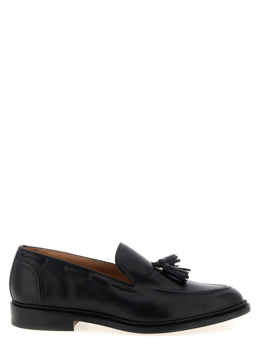 Tricker's Black Calf Leather Moccasin With Decorative Tassel In Black