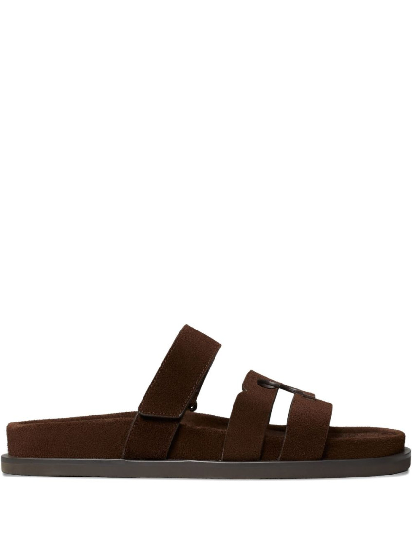 Tory Burch Chocolate Suede Ines Slippers In Brown