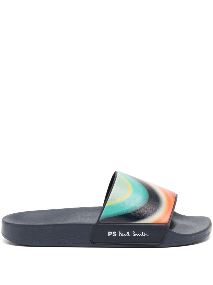 Shop Paul Smith Multicolor Logo Slip On Slides