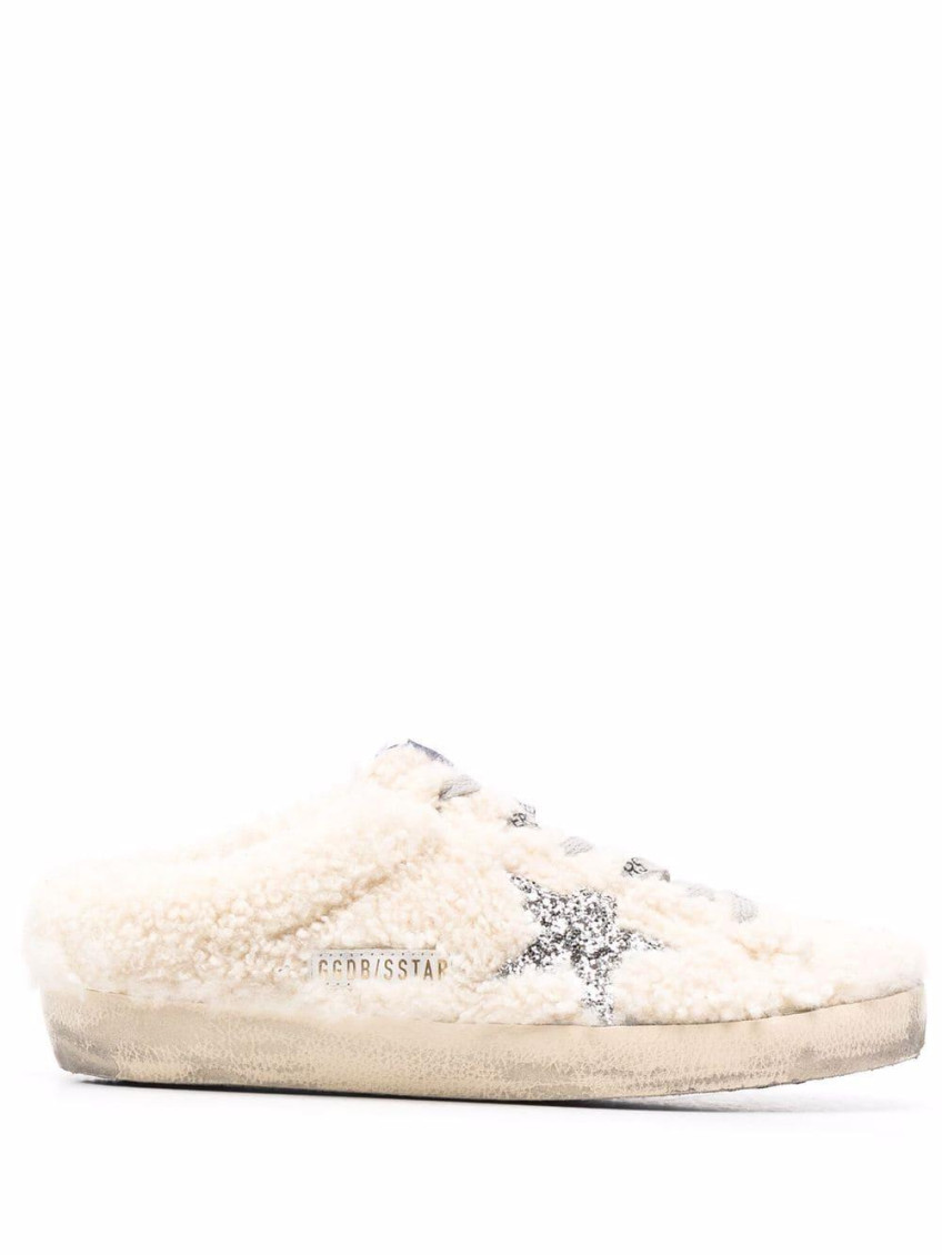 Golden Goose Sabot Natural Shearling Sneaker  In Beige In Neutral