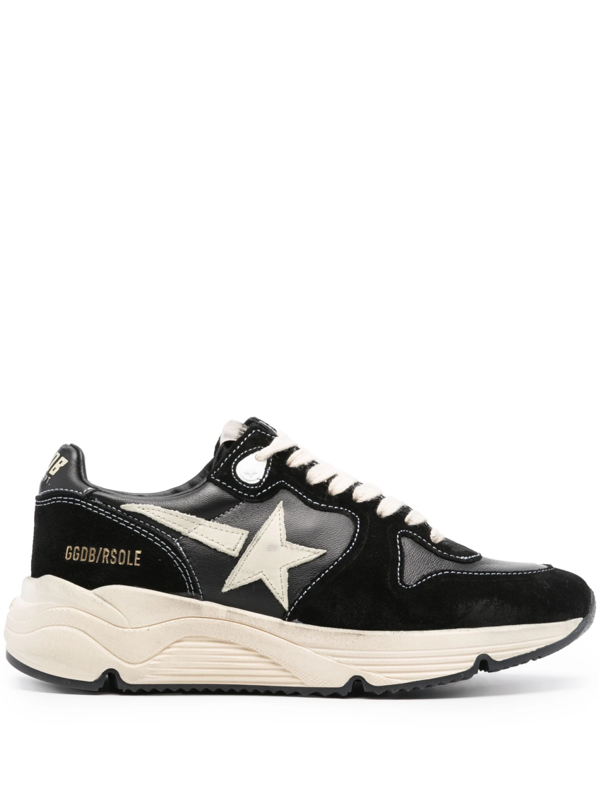 Shop Golden Goose Black Running Leather Sneakers
