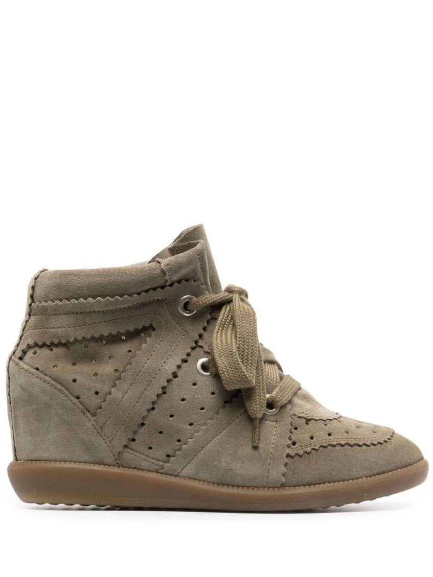 Isabel Marant Bobby Lace-up Wedge Sneakers In Green