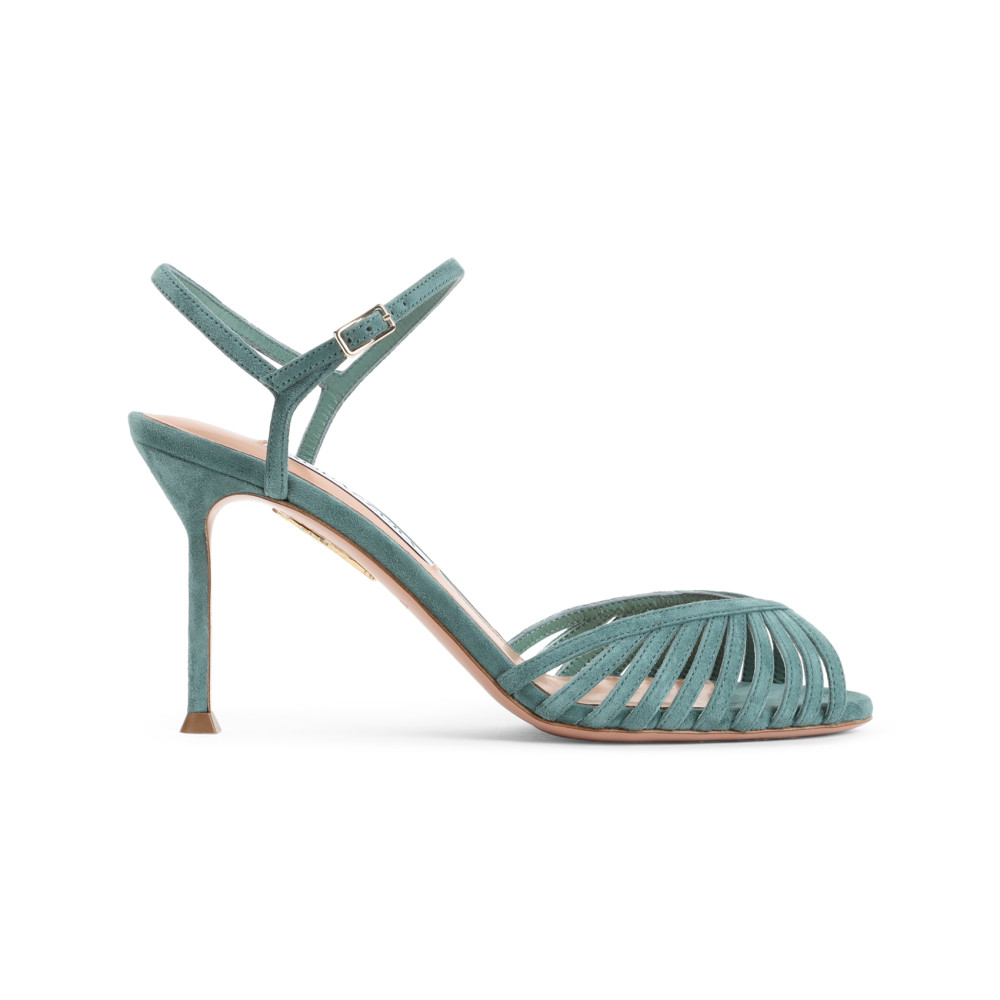 Aquazzura Teal Ankle Strap Heels In Blue