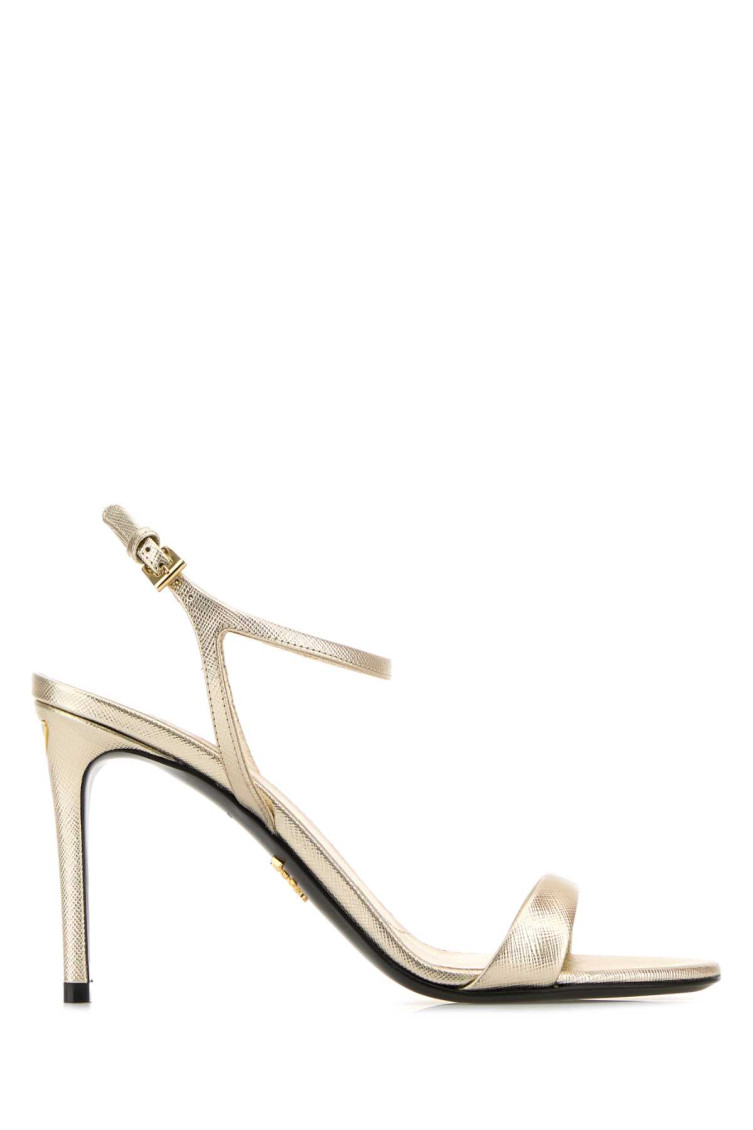 Prada Gold Leather Heels