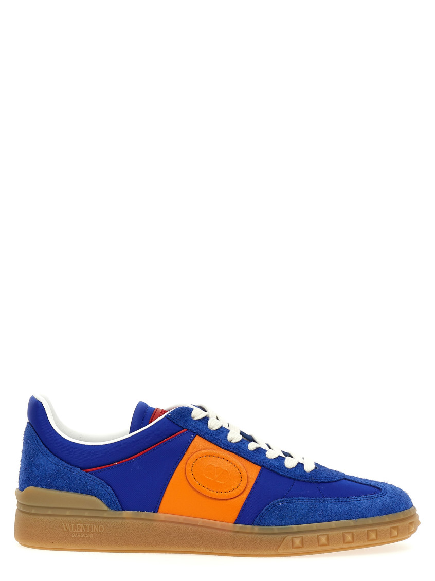 Valentino Multicolor Split Leather And Leather Upvillage Sneakers In Royal Blue