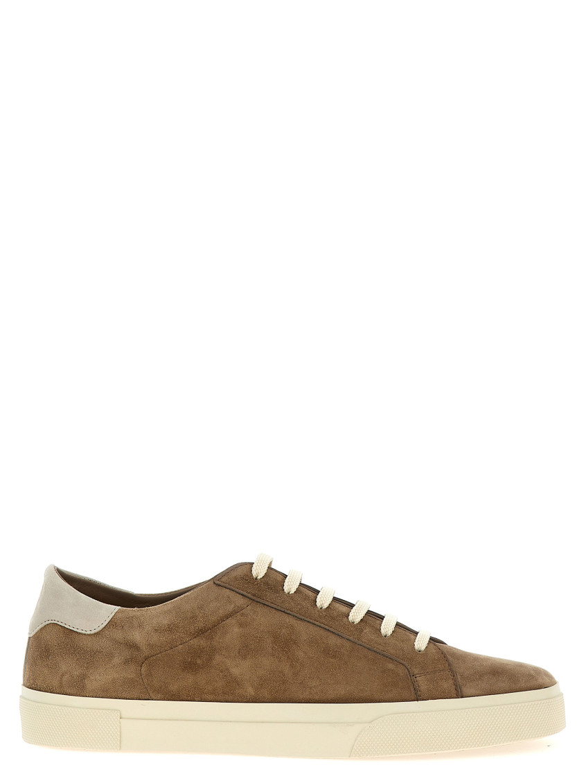 Brunello Cucinelli Suede Sneakers With Contrasting Laces In Brown