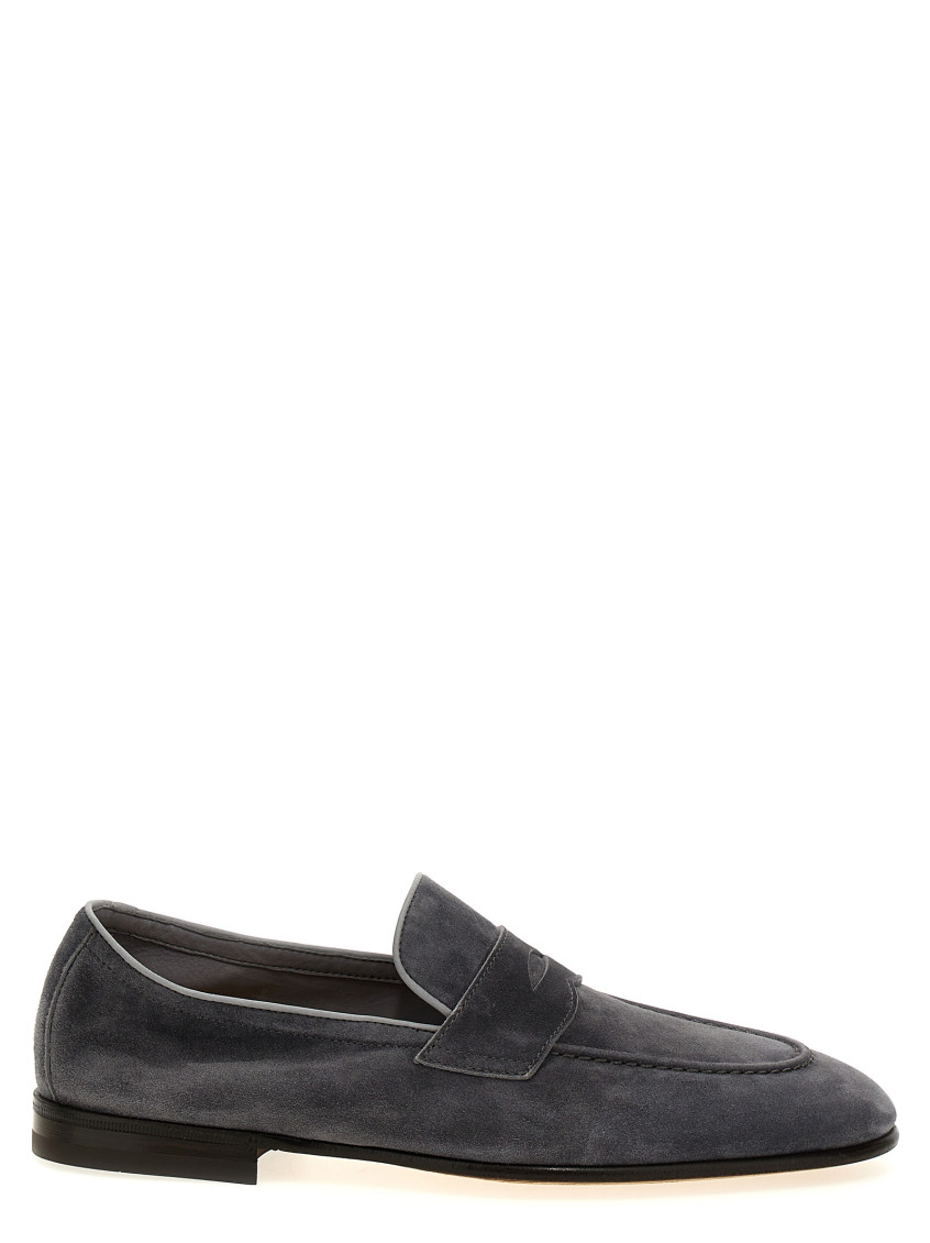 Brunello Cucinelli Grey Leather Loafers In Grey
