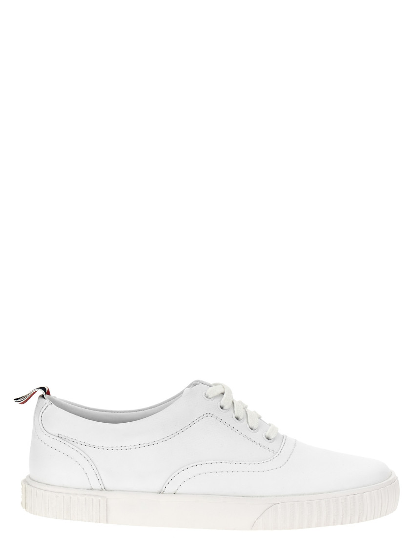 Thom Browne White Cotton Canvas Heritage Sneakers In White