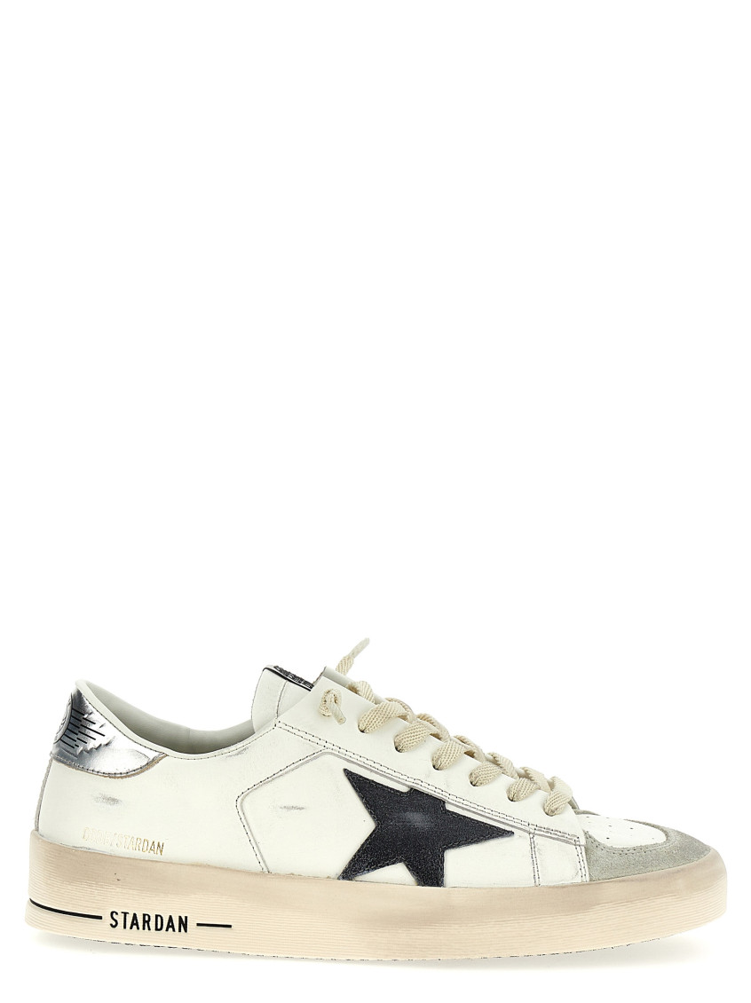 Golden Goose Deluxe Brand White Low-top Sneakers With Star Patch In Silver
