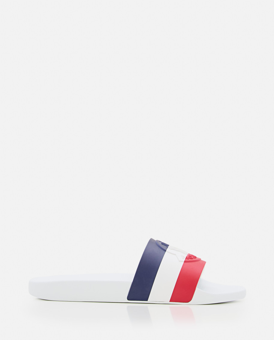 Shop Moncler White Slip On Slides