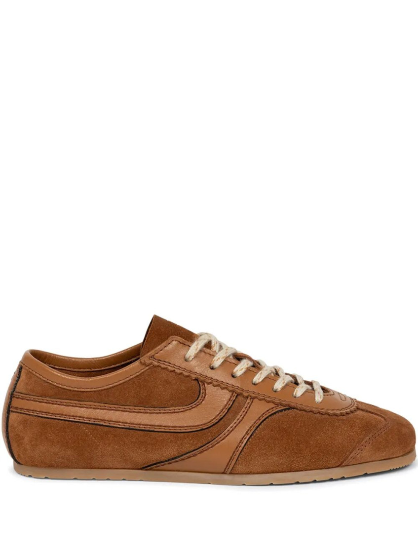 Dries Van Noten Stitched Contrast Rubber Sole Suede Panel Sneakers
