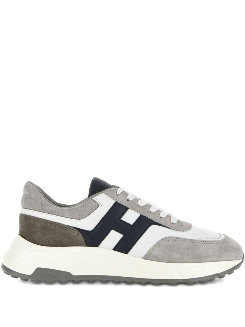 Hogan Round Toe Rubber Sole Panelled Design Sneakers In Gray