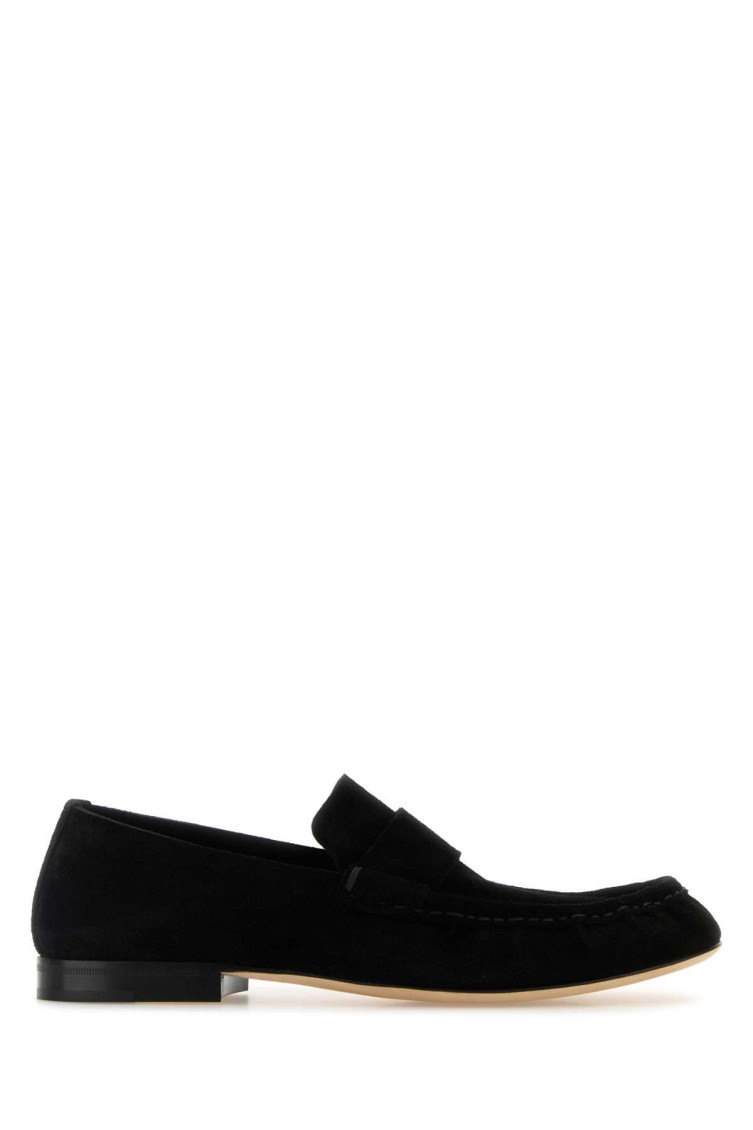 The Row Black Suede Loafers