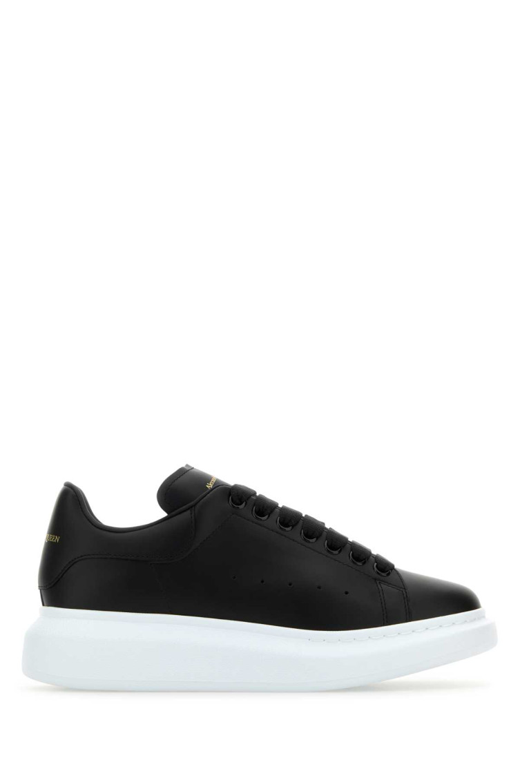 Alexander Mcqueen Women's Leather Sneakers With Leather Heel In Black