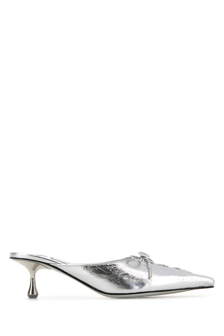 Jimmy Choo 50mm Scarlett Lace-up Pointed-toe Mules In Silver