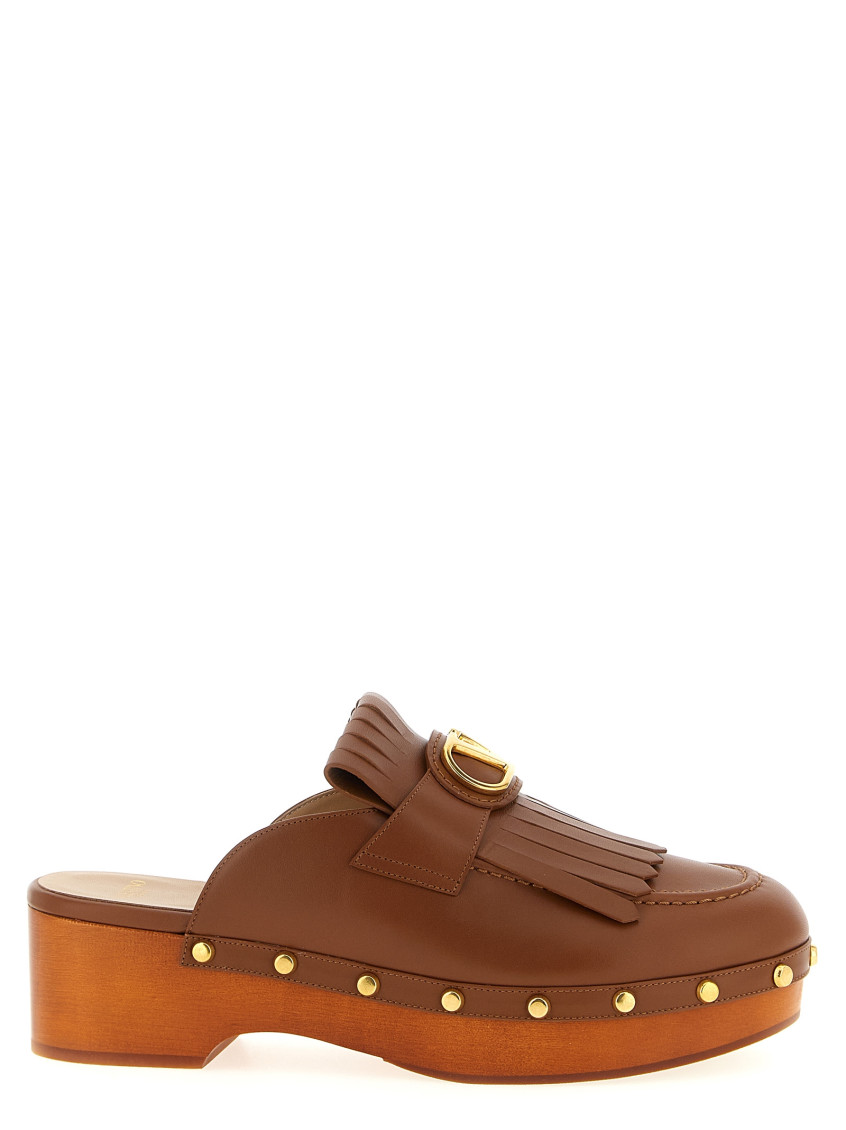 Valentino Brown Leather Mules