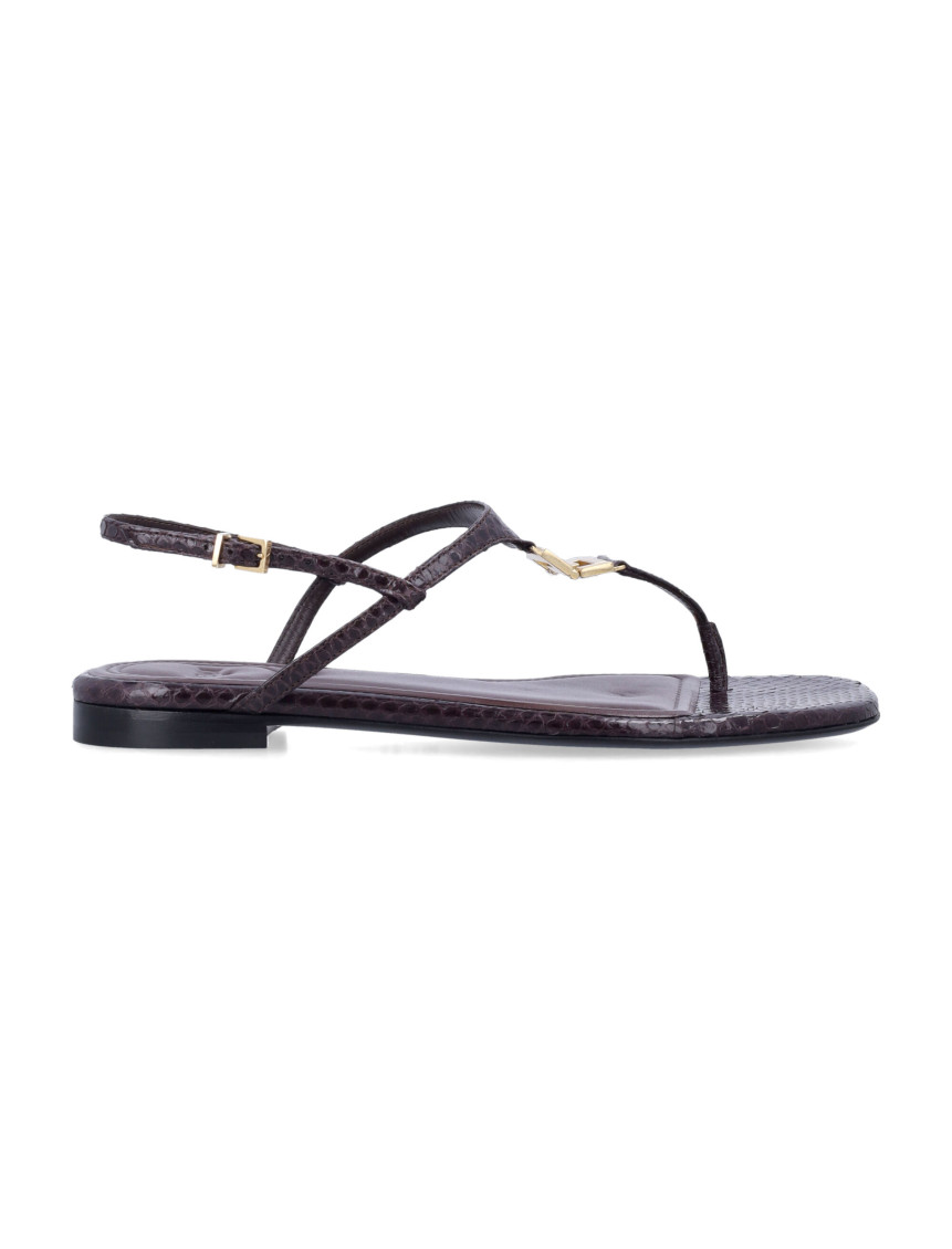 Fendi Women Fold Leather Sandals With Reptile Effect In Burgundy