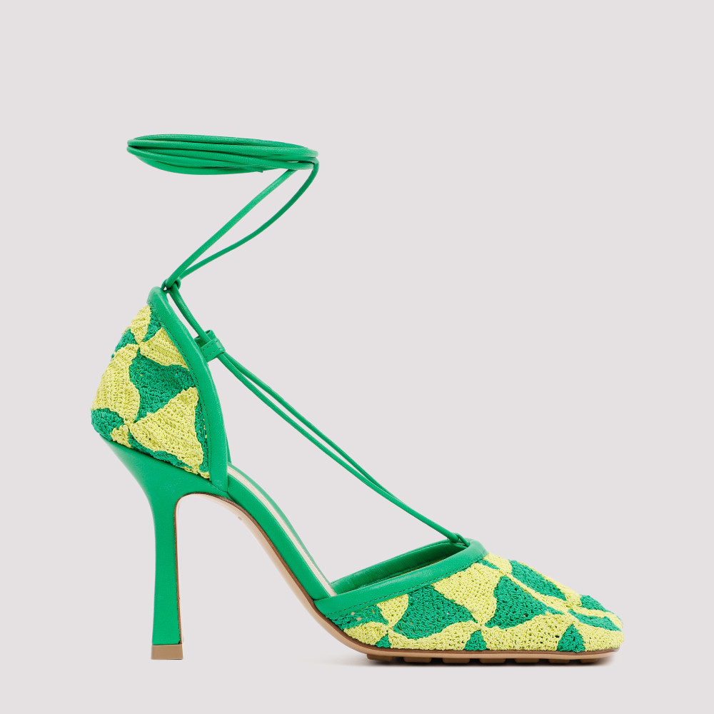 Bottega Veneta Phantom Crochet Stretch Lace-up Sandals In Green