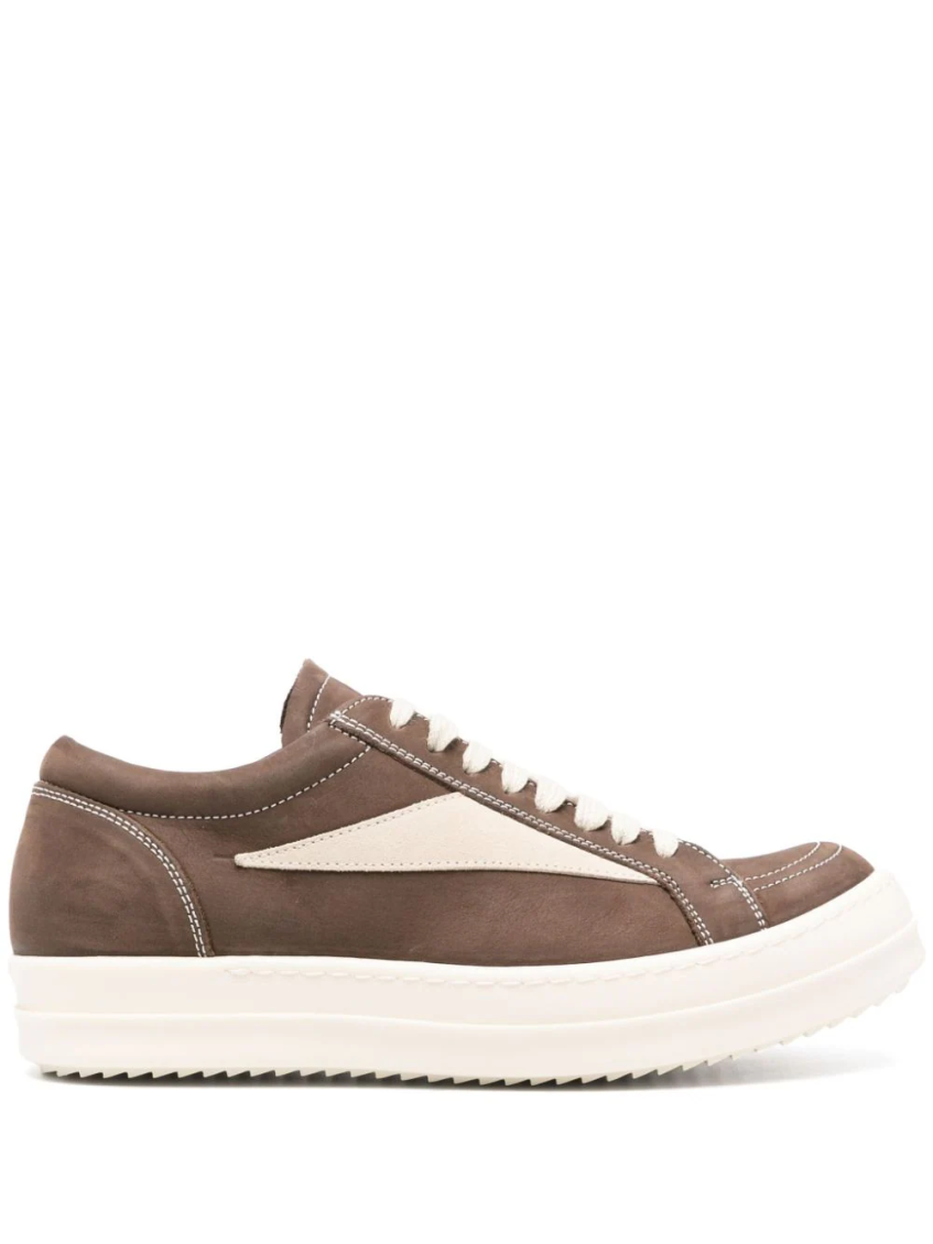 RICK OWENS BROWN LACE UP SNEAKERS 