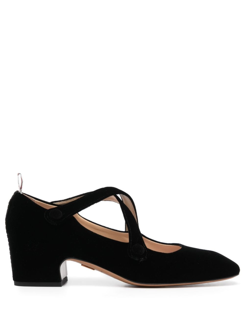 Thom Browne Criss-cross Velour-finish 55m Sandals In Black