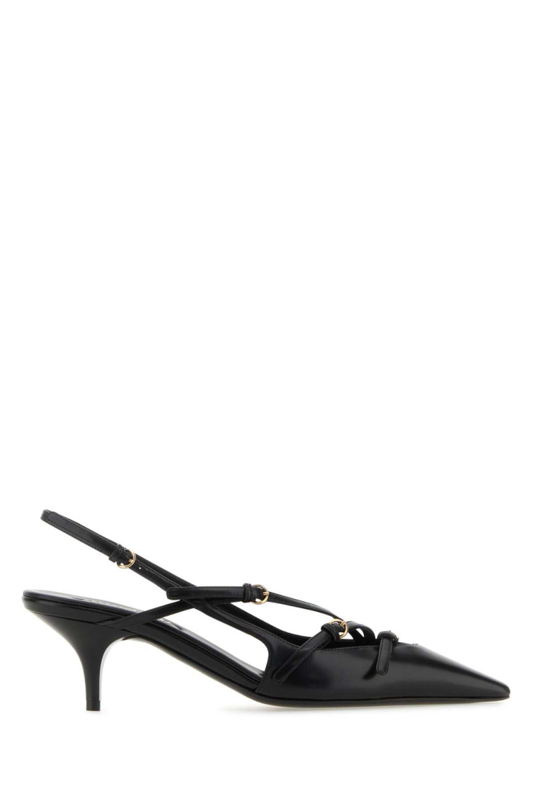 Miu Miu Buckle-embellished Slingback Pumps In Black