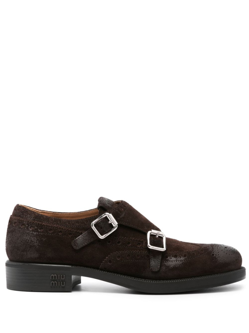 Miu Miu Brown Round Toe Dress Shoes In Brown