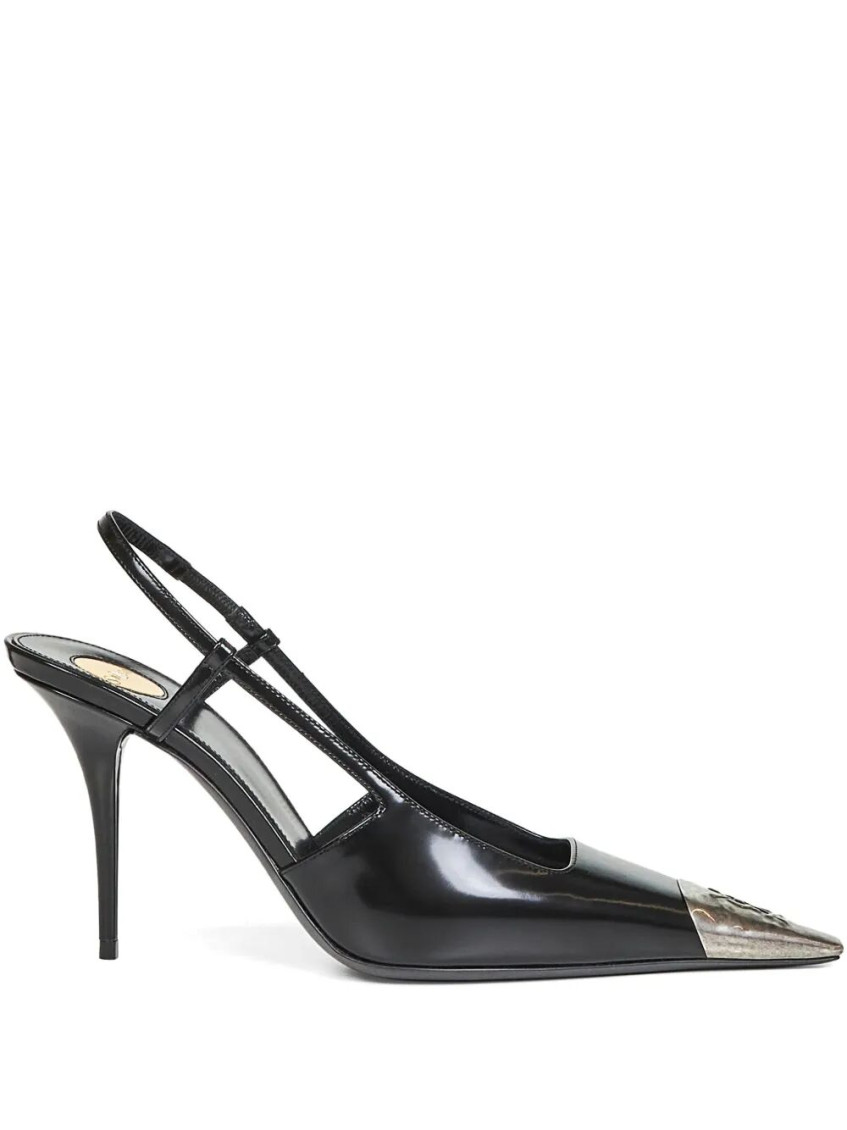 Saint Laurent Black Leather Heels In Black