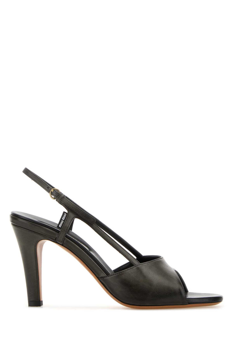Miu Miu Black Leather Sandals In Black