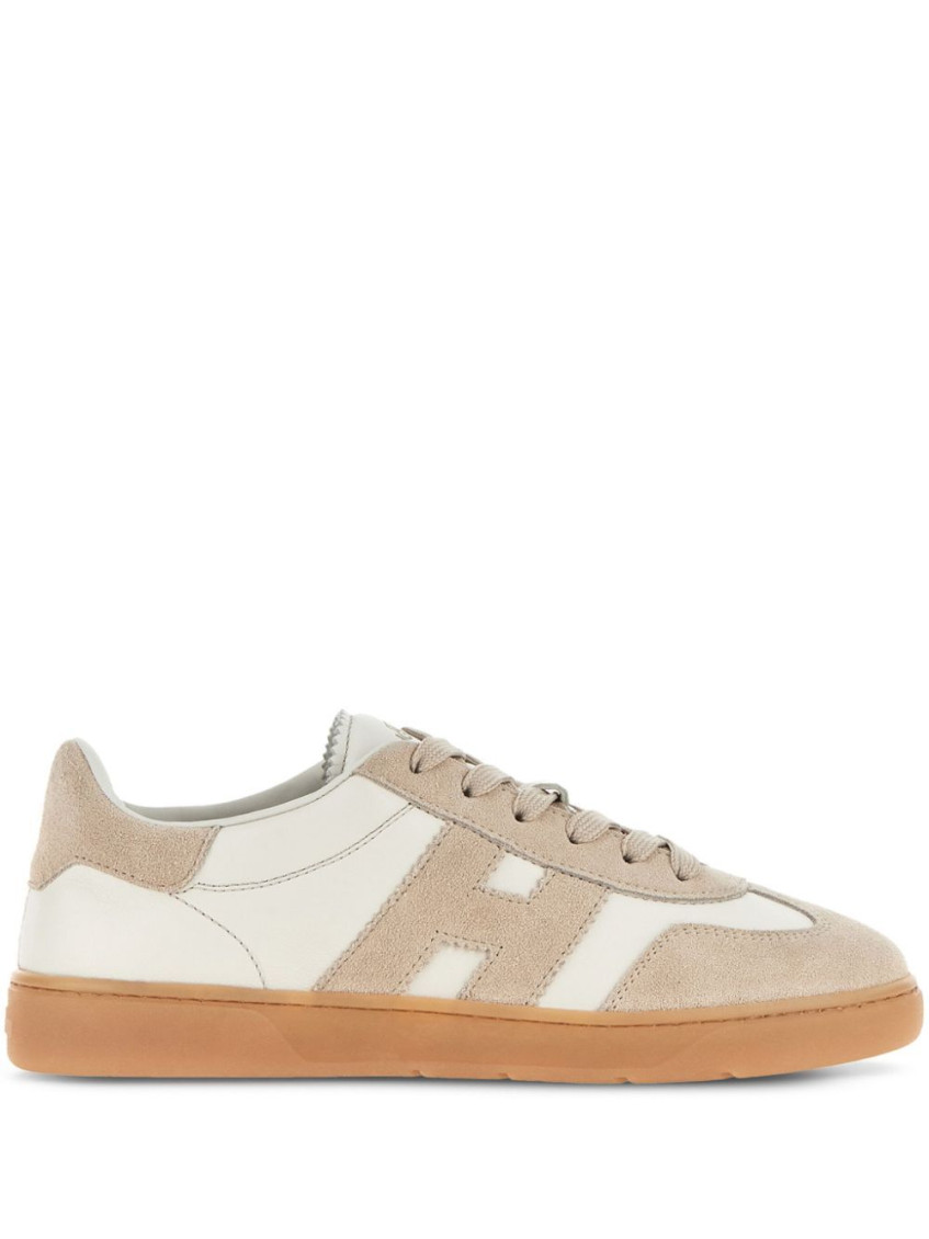 Shop Hogan Beige Lace Up Sneakers