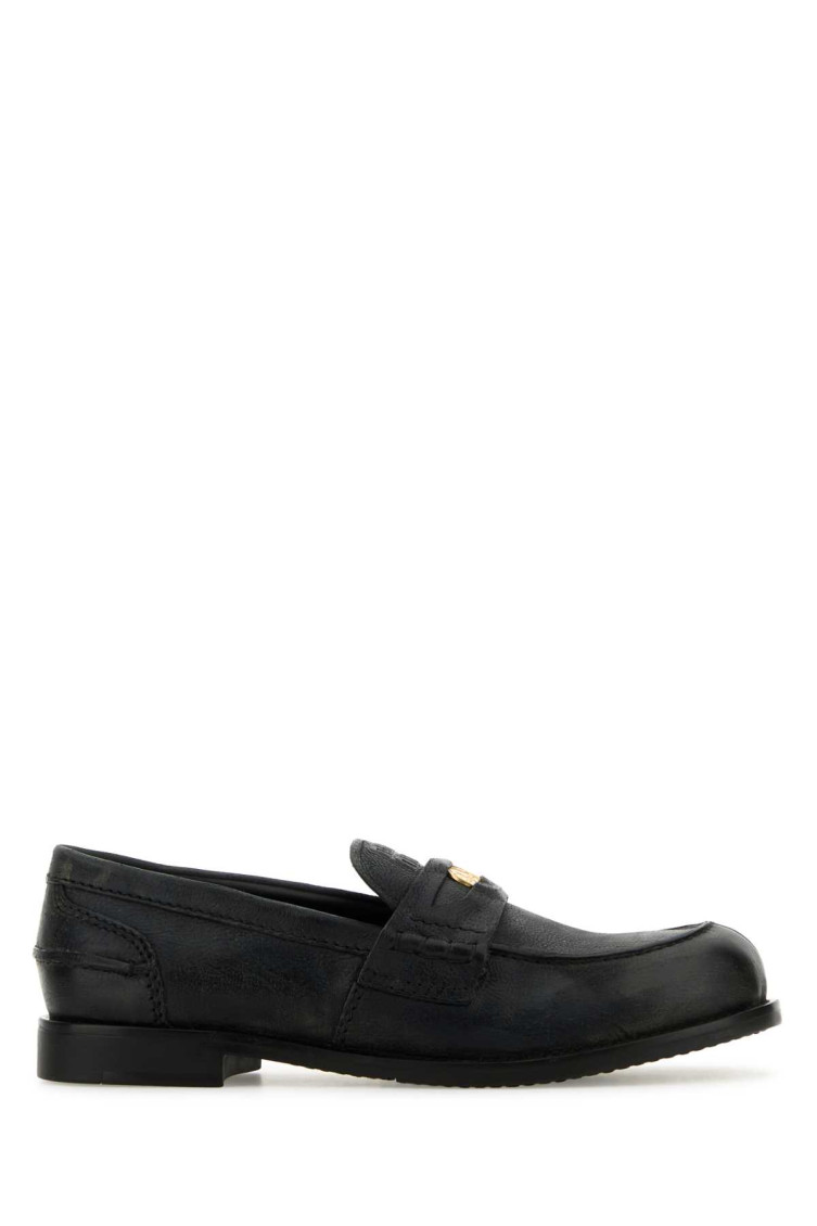 Miu Miu Slate Loafers In Black