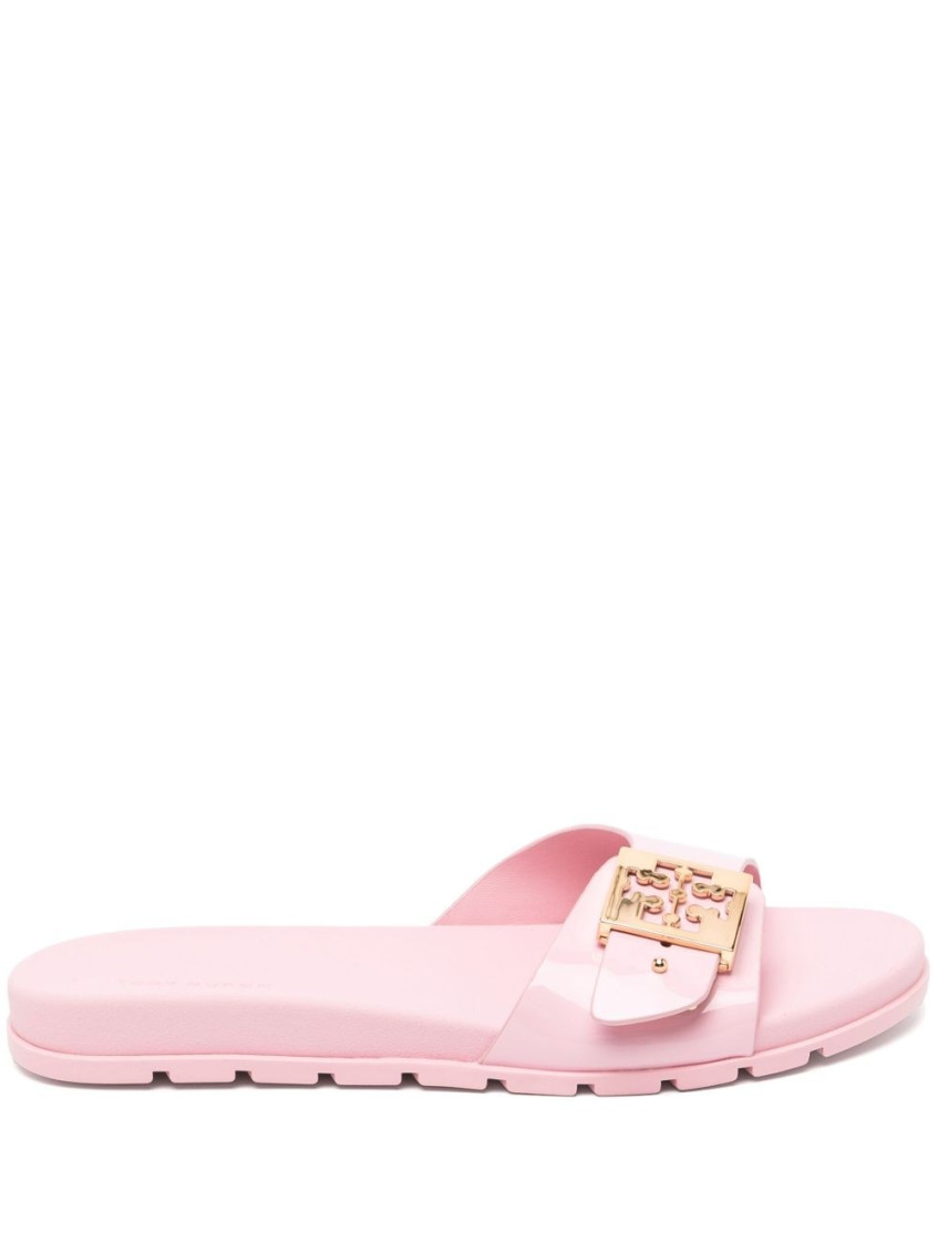 Tory Burch Round Toe Rubber Sole Sandals In Pink