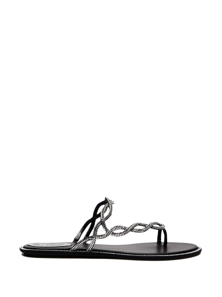 René Caovilla Rene Caovilla Black Flat Braid Sandal 10 In Black