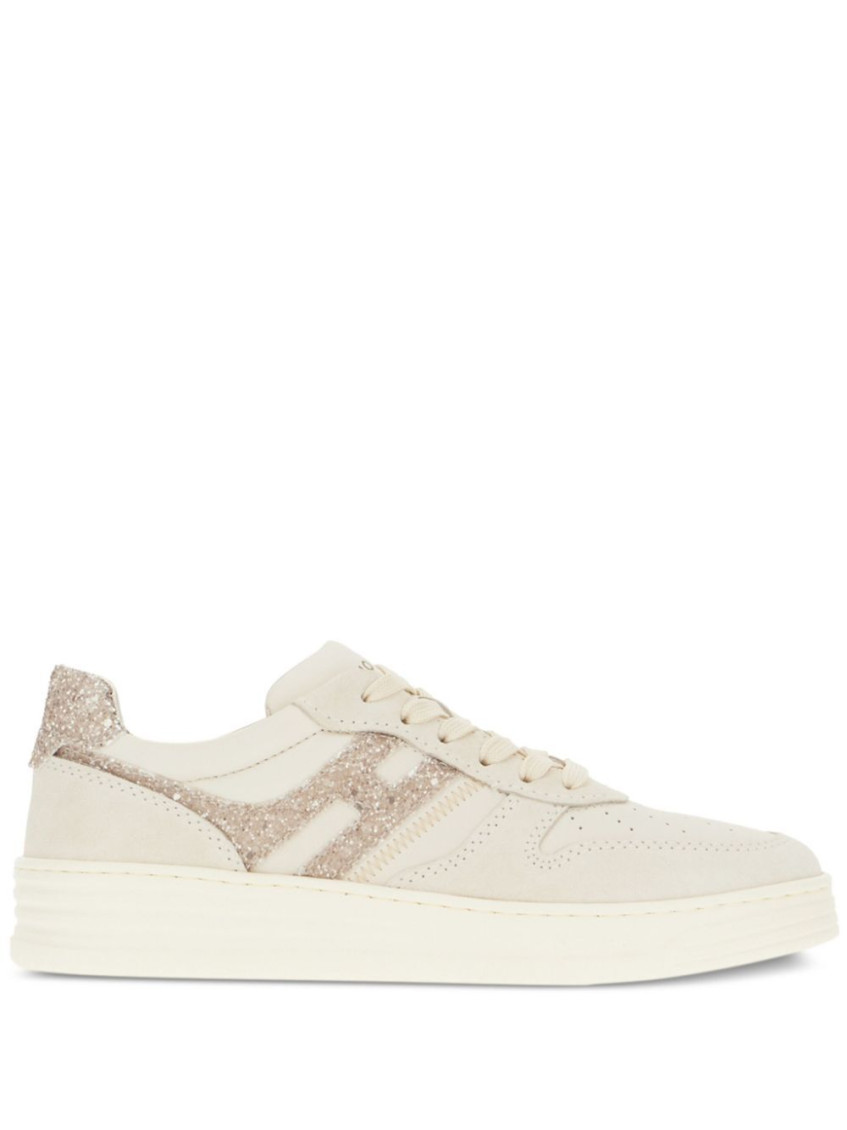 Hogan Suede And Smooth Leather H630 Sneakers With Glittered H