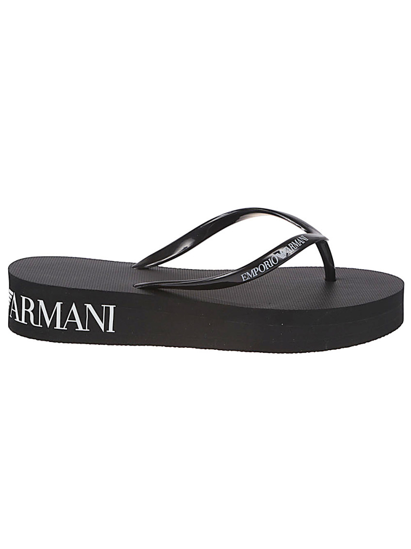 Emporio Armani Black Slip-on Slippers