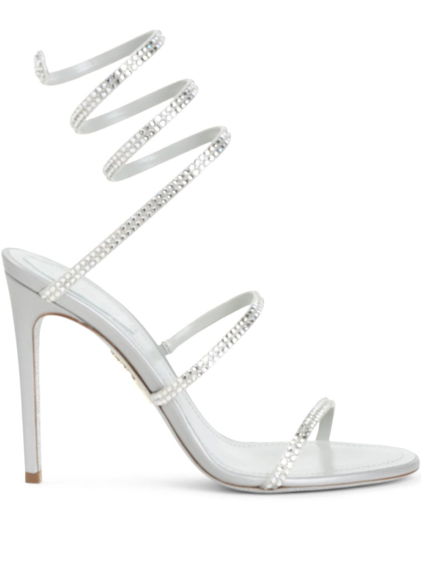 René Caovilla Silver Cleo Heels