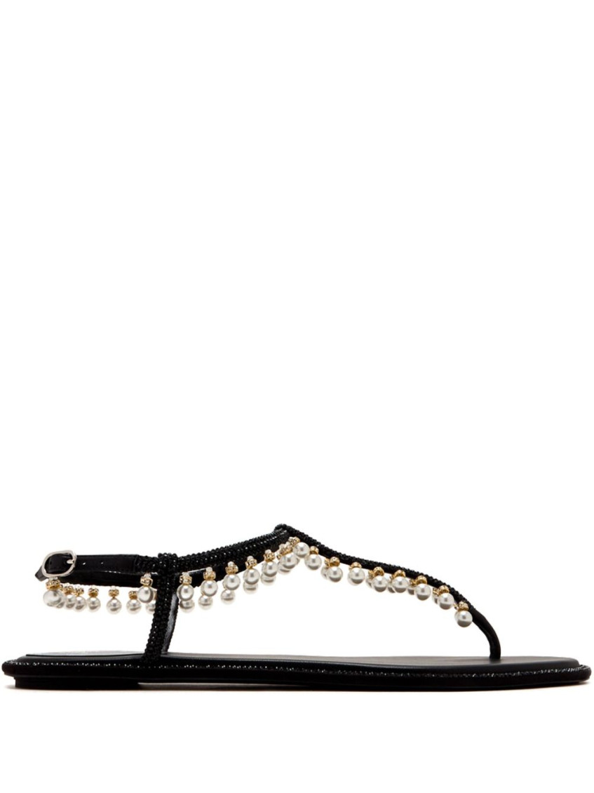 René Caovilla Black Slingabck Sandals