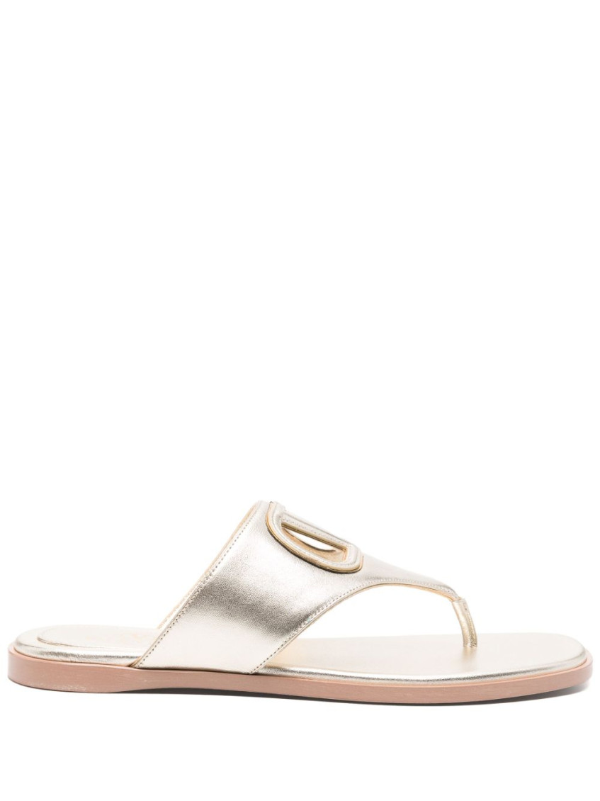 Valentino Grey Logo Leather Sandals