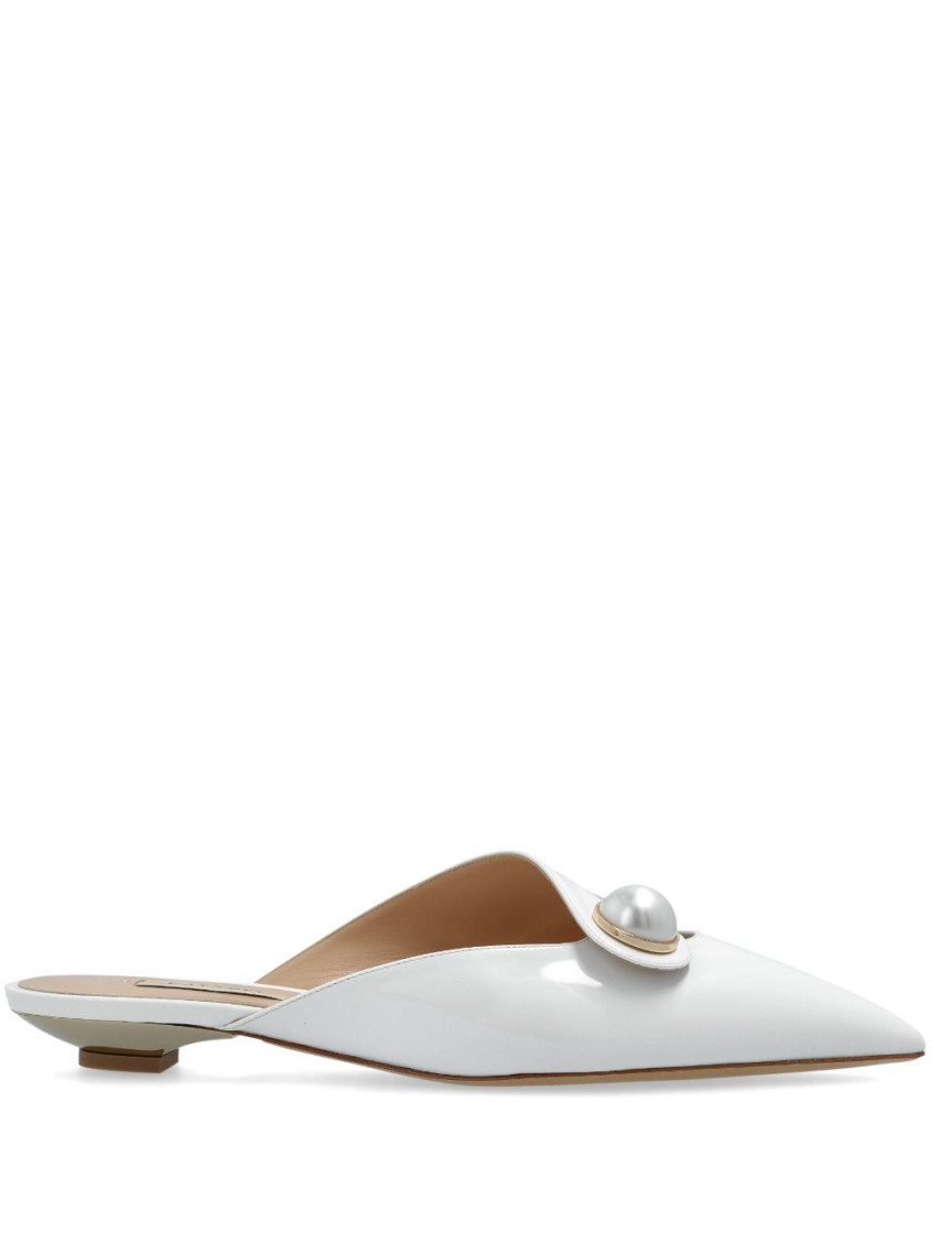 Casadei White Leather Mules