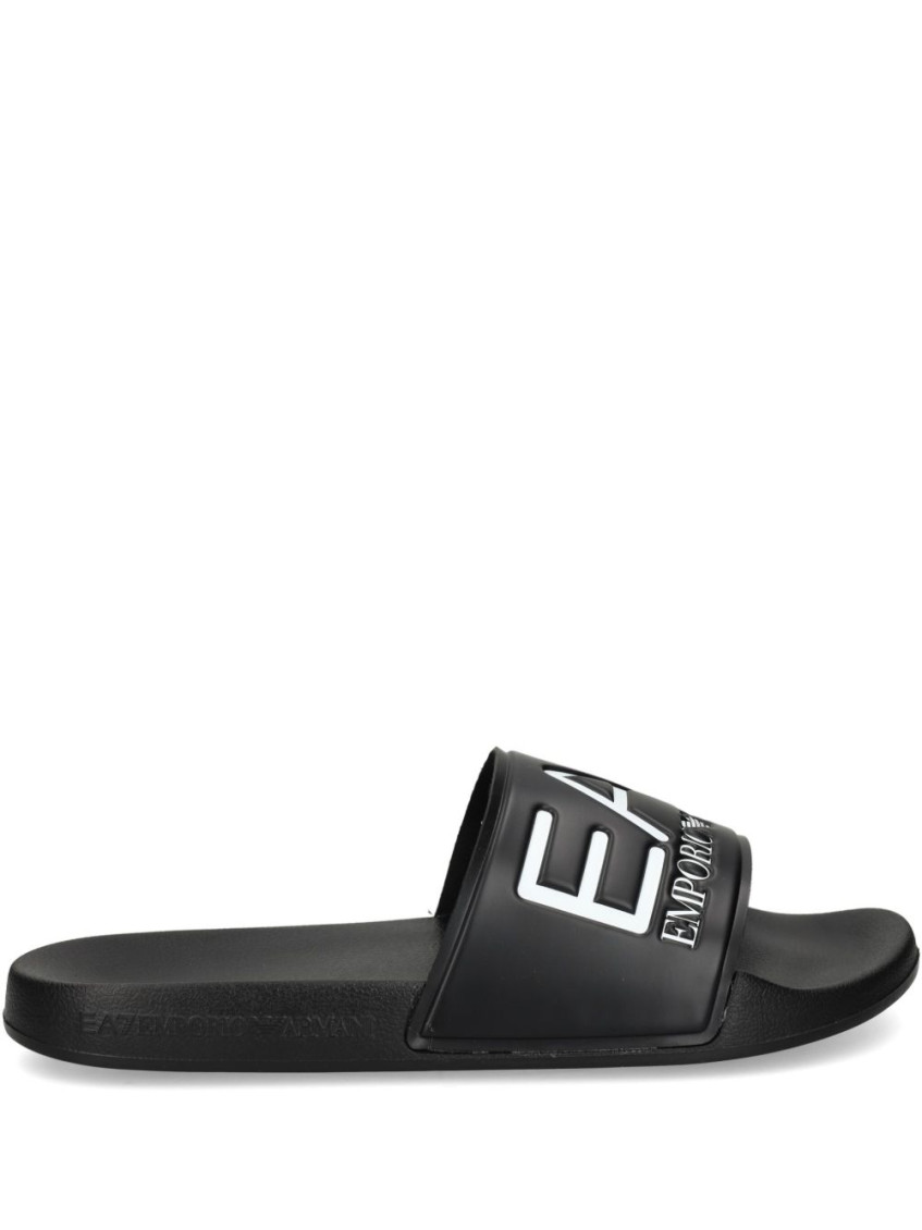 Ea7 Black Logo Pool Slides